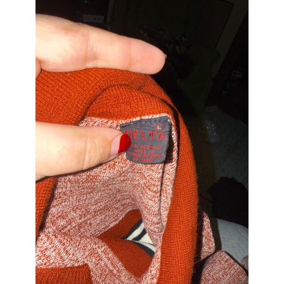 VINTAGE DELTA 70s mod collared retro sweater L - Picture 2 of 4